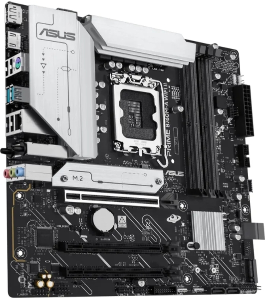 Материнская плата ASUS PRIME B760M-A WIFI II, LGA 1700, Intel B760, 4xDDR5, 4xSATA, 2xM.2, 1xPCIe 5.0 x16, 2xPCIe 4.0 x16, 1xHDMI, 1xDP, 1x2.5Gb LAN, Wi-Fi 6E, Bluetooth 5.4, 2xUSB-A 10Gbps, 4xUSB-A 2.0, 3x3.5 мм, 7.1, mATX