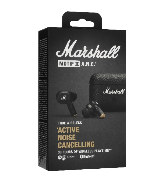 Наушники TWS Marshall Motif II черный, внутриканальные, Bluetooth, активное шумоподавление, беспроводная зарядка, до 6 ч