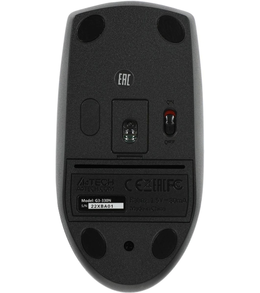 Мышь беспроводная A4Tech G3-330N черный, 1200 dpi, радиоканал, USB, кнопки - 3