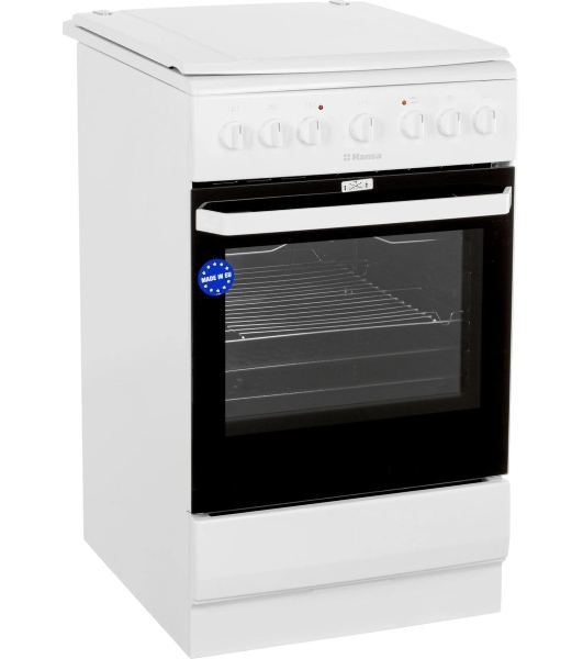 Плита электрическая Hansa FCEW54109 белый, конфорок 4 шт, духовка 65 л, 50 см x 85 см x 60 см