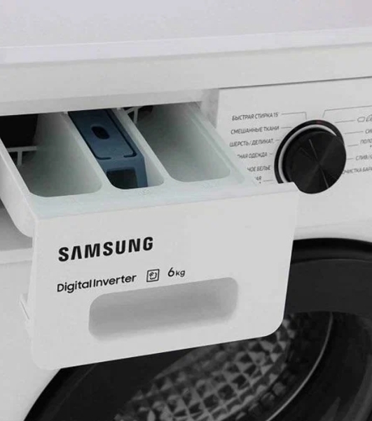 Стиральная машина Samsung WW60AG4S00CE/LD белая, загрузка фронтальная 6 кг, 1000 об/мин., класс: A
