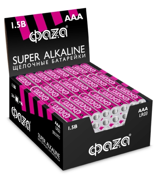 Элемент питания алкалиновый AAA/LR03 1.5В Super Alkaline box-96 display (уп.96шт) ФАZА 2854674