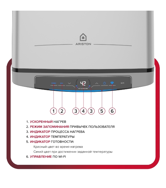 Водонагреватель электрический Ariston Velis Lux Inox PW ABSE WIFI 50 серебристый, накопительный, 50 л, 2,5 кВт