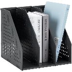 Лоток вертикальный Deli 78995DK-GREY 3 отд. складной для бумаг A4 250х256х243мм темно-серый, пластик, фото2