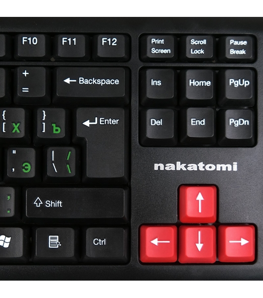 Клавиатура проводная NAKATOMI KN-02U USB черный-красный