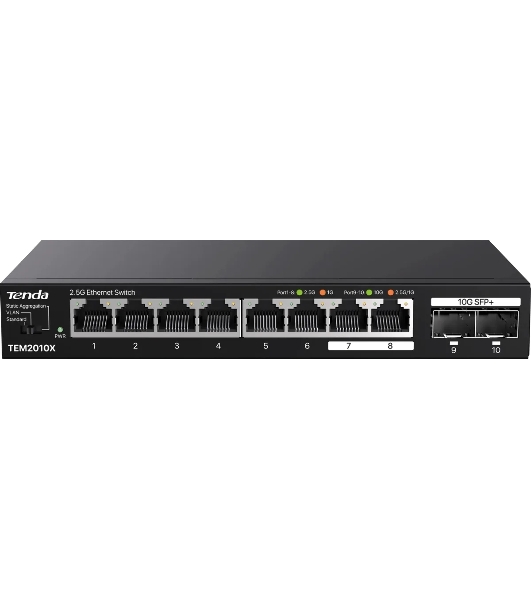 Коммутатор сетевой Tenda TEM2010X Настольное исполнение 8x10Base-T/100Base-TX/1000Base-T 2xSFP+ 12 Вт TEM2010X
