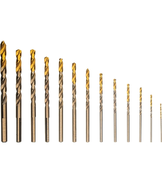 Набор сверл по металлу Denzel 1,5-6,5мм, Р6М5К8-TiN, Golden Tip, 13 шт