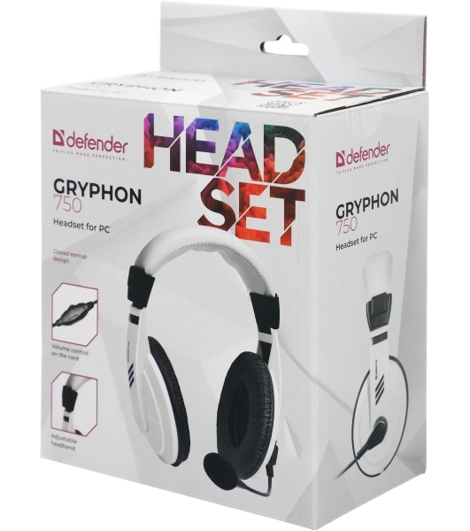 Гарнитура Defender Gryphon 750 белый, проводная