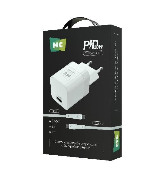 Сетевое зарядное устройство MORE CHOICE (4620202555854) NC86a 1Type-C 3.0A PD 20W для Type-C Type-C, белый