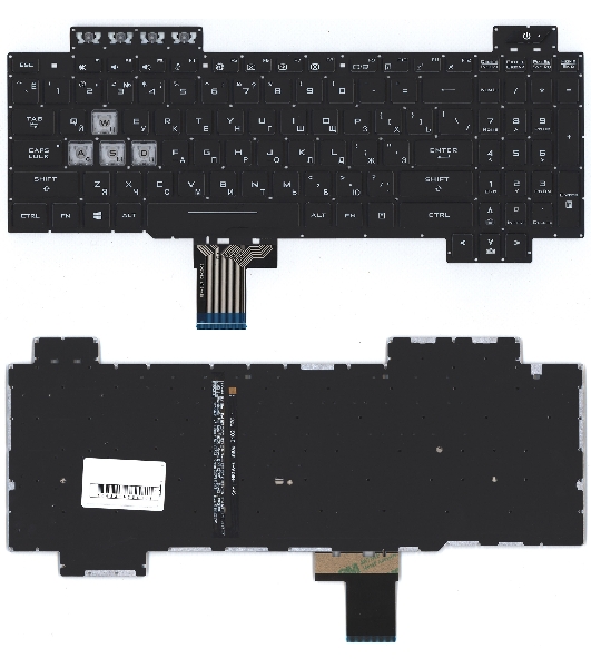 Клавиатура для ноутбука Asus Gaming FX504 черная с белой подсветкой