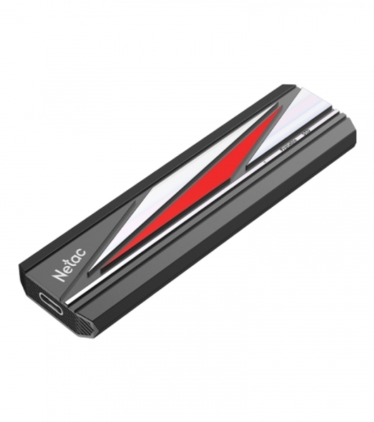 Внешний SSD Netac ZX20L, 2TB, USB 3.2 Gen 2 Type-C, R/W 2000/1800, черный/красный