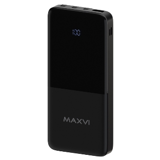 Портативный аккумулятор Maxvi PB10-09 10000 мАч, 2A USB + кабели: Type-C/Lightning/MicroUSB