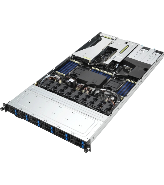 Серверная платформа ASUS RS700-E11-RS12U, 1U, 2x Socket-E LGA4677, 32x DDR5 4800*/5600*, 12x2.5'' NVMe/SATA*/SAS* hsb (*-RAID/HBA need), 2x M.2 PCIe 2260/2280, up to 3x PCIe Gen5 + 1 x int RAID slot, 2 x 10G(Intel X710-AT2) RJ45 LAN, 1+1 1600W