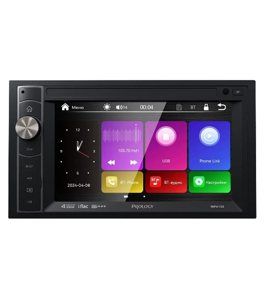 Автомагнитола Prology MPV-120, 2 DIN, 6.2', Bluetooth, USB Type-A, AUX, пульт ДУ