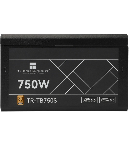 Блок питания Thermalright TR-TB750S, 750W 80 PLUS Bronze, (ATX, 3, PCIe 5.0, Non-modular, 1x24(20+4)pin 550мм, 1xCPU*2 8(4+4)pin 600+150мм, 1xPCIe*2 8(6+2)pin 500+150мм, 1x12VHPWR PCIe 5.0 12+4pin 600мм, 1xSATA*3+MOLEX4pin*1 400+150+150+150мм, 1xSATA*2+MOLEX4pin*2 400+150+150+150мм, Active, 120x120мм, 150x140x86mm, APFC, )
