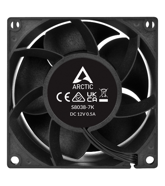 Комплект вентиляторов для корпуса Arctic S8038-7K (4 Pack) черный, 80 мм, 7000 об/мин, 4 pin