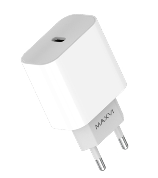 Сетевое зарядное устройство Maxvi CHL-601PD 18W, 3A, QC 3.0, PD 3.0, 1xUSB-C, белый
