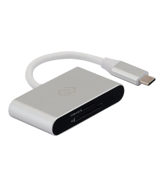 Кард-ридер Digma CR-С2501-S/серебристый/SD/TF/micro-SD/USB Type-C/алюминий