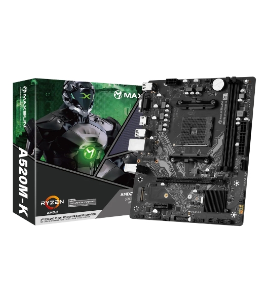 Материнская плата Maxsun Challenger A520M-K, AM4, AMD A520, 2xDDR4, 3xSATA, 1xM.2, 1xPCIe 3.0 x16, 1xPCIe 3.0 x1, 1xHDMI, 1xVGA, 1x 1Gb LAN, 2xUSB-A 3.2 Gen 1, 4xUSB-A 2.0, 3x3.5 мм, 5.1, M-ATX