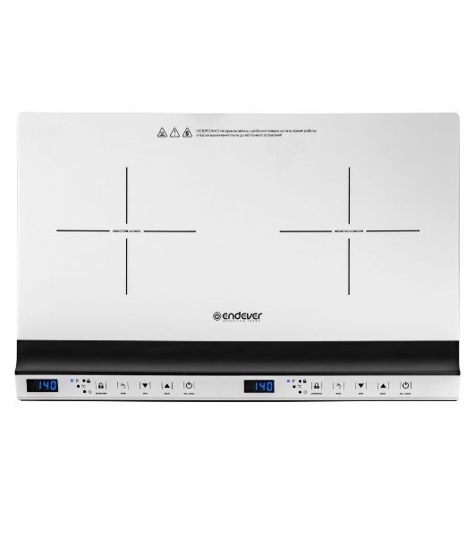 Плитка электрическая индукционного типа с двумя конфорками Endever Skyline IP-69, белый, мощность 1800 Вт+1300 Вт, диаметр посуды 12-26 см, 2 шт/уп