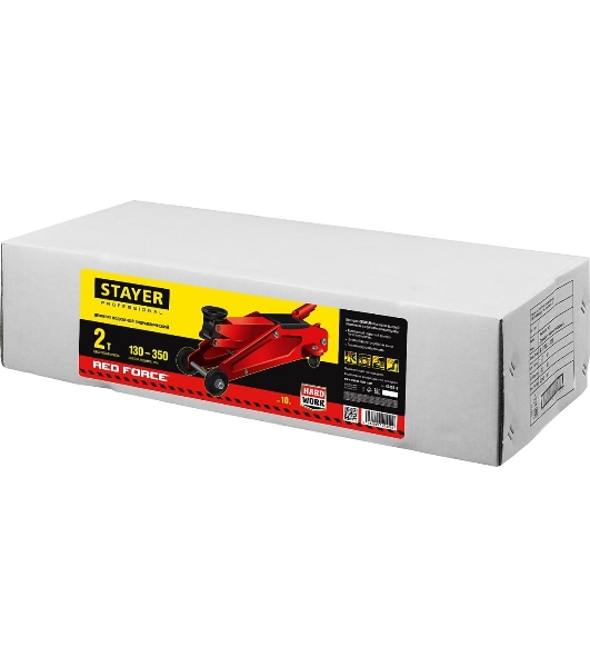 Домкрат STAYER 43153-2 гидравлический подкатной red force 2т 130-350мм