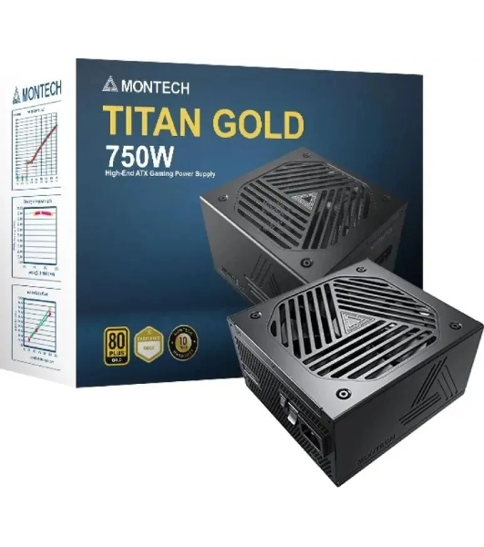 Блок питания Montech TITAN GOLD Gen.5 (TITAN GOLD 750 TIS0123), 750 Вт, 80 PLUS GOLD, 135 мм, модульный, черный
