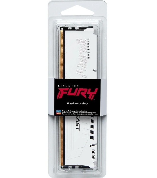 Оперативная память Kingston Fury Beast, DDR5, 32Gb (1x32GB), 5600MHz, CL40, DIMM, радиатор, белый