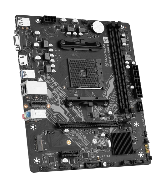 Материнская плата Maxsun Challenger A520M-K, AM4, AMD A520, 2xDDR4, 3xSATA, 1xM.2, 1xPCIe 3.0 x16, 1xPCIe 3.0 x1, 1xHDMI, 1xVGA, 1x 1Gb LAN, 2xUSB-A 3.2 Gen 1, 4xUSB-A 2.0, 3x3.5 мм, 5.1, M-ATX