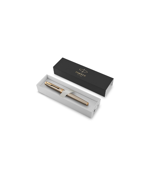 Ручка роллер Parker IM Core T321 (CW1931663) Brushed Metal GT, F, черные чернила, подарочная коробка