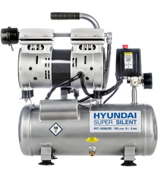 Компрессор поршневой безмасляный Hyundai HYC 14206LMS бесшумный.