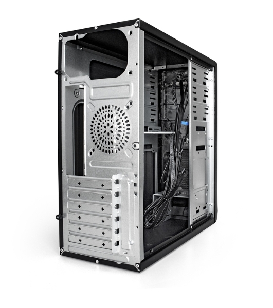 Компьютерный корпус Miditower ExeGate CP-603UB-UNS350 (ATX, БП UNS350 с вент. 12см, 2хUSB, аудио, черный)
