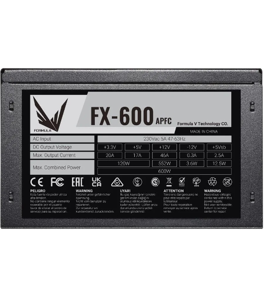 Блок питания Aerocool/Formula FX-600 RTL, 600Вт, 120мм, черный