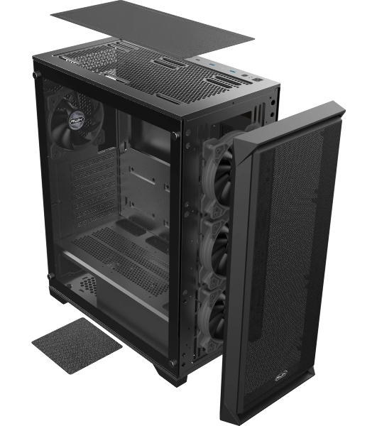 Корпус без блока питания Raijintek ARCADIA 41-MS4, Midi-Tower, TG, 1x120мм + 3x120мм ARGB, 2xUSB-A 3.0 + 1xUSB-C, ATX, mATX, mITX Black