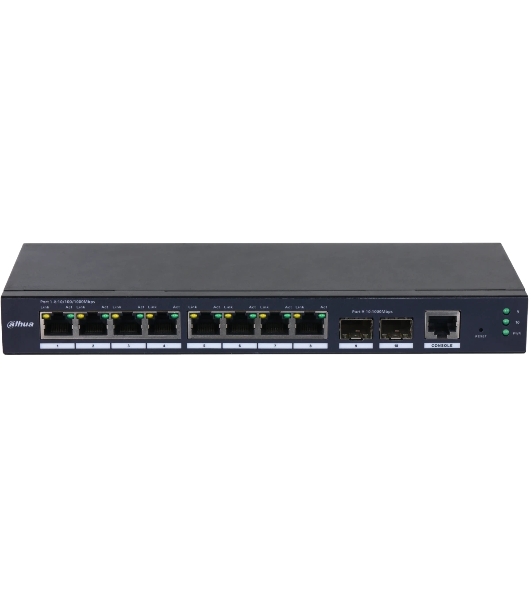 Коммутатор Dahua DH-SG4010-2F, 8×1 Гбит/с + 2×1 Гбит/с SFP, управляемый
