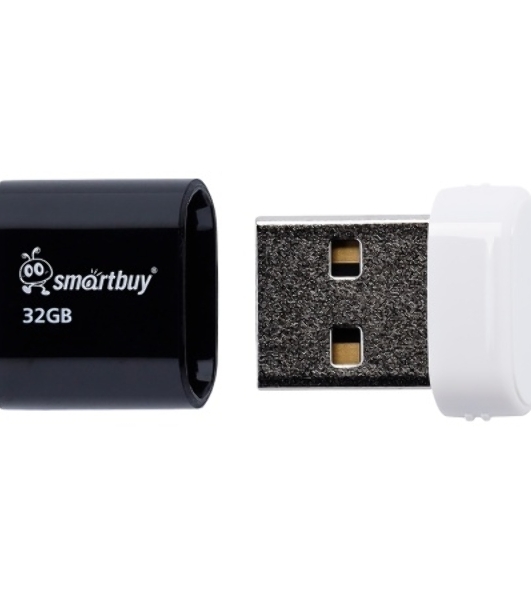 Флешка USB Smartbuy LARA Black (SB32GbLARA-K), 32Gb, USB 2.0, R/W 15/5, черный/белый