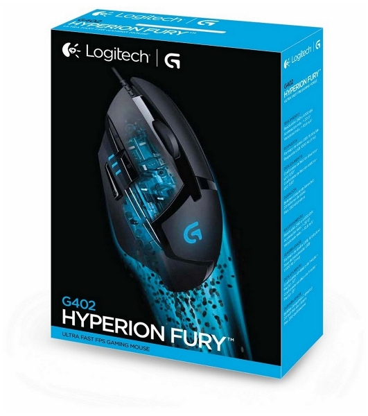 Мышь проводная Logitech G402 Hyperion Fury, черный, 4000 dpi, USB, кнопки - 8
