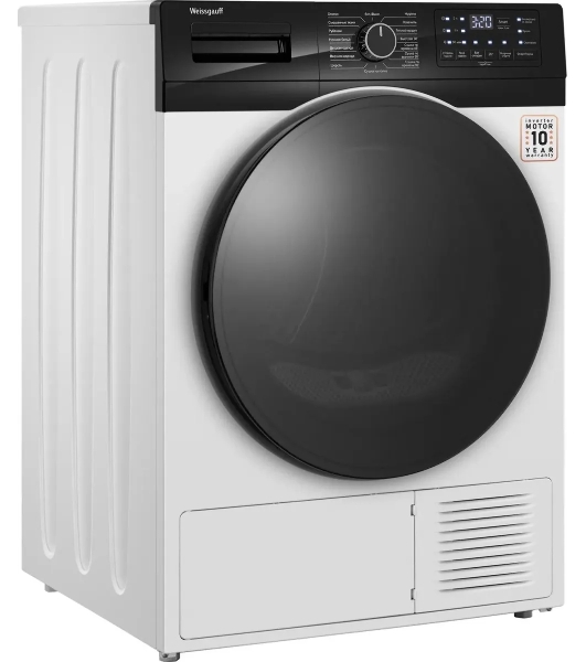 Сушильная машина Weissgauff WD 6110 B Heat Pump белый, 10 кг, сушка - тепловой насос, программ - 16, 60 x 85 x 62 см
