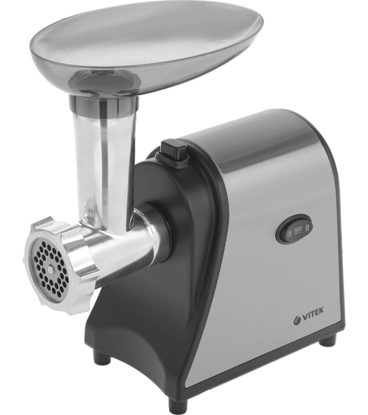 Мясорубка электрическая Vitek VT-3636 серебристый, 1700 Вт, 1.7 кг/мин, реверс, насадки - 4