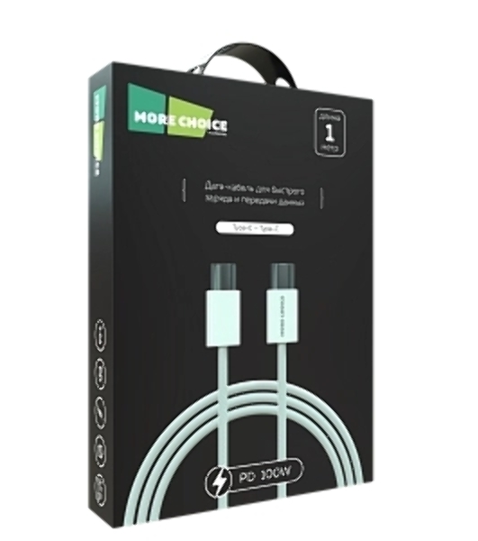 Кабель MORE CHOICE (4620202550385) K77a нейлон USB 3.0A PD 100W для Type-C Type-C 1 м белый