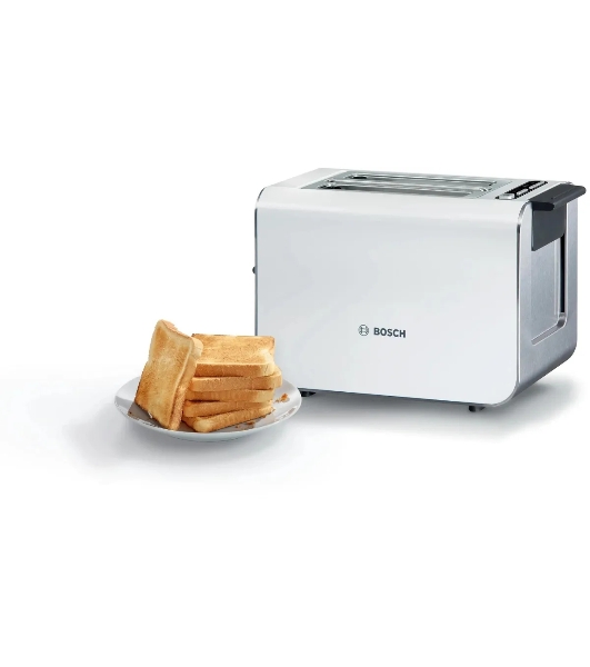 Тостер Bosch TAT8611N белый, 860 Вт, 2 слота