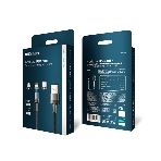 Кабель USB Rexant 3в1 со съемными магнитными портами, Type-С (2A), Lightning (2,4A), Micro USB (2A), 1,2м, в черной оплетке, с LED подсветкой, фото2