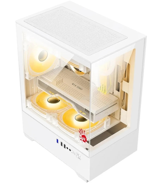 Компьютерный корпус Bloody CC-125 белый без БП mATX 5x120мм 2xUSB2.0 1xUSB3.0 audio bott PSU