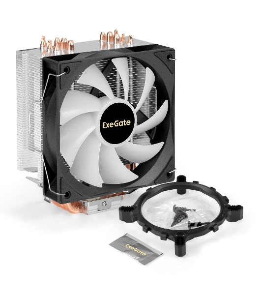 Кулер ExeGate Wizard EXX600-PWM.ARGb (Al+Cu, 6 тепл.трубки, LGA775/1150/1151/1155/1156/1200/1700/1851/AM2/AM2+/AM3/AM3+/AM4/AM5/FM1/FM2/754/939/940, TDP 180W, Fan 120мм PWM, 800-2400RPM, Hydro bearing, 4pin + 5V 3pin ARGb, 11-24db, 540г, ARGb подсветка, с термопастой, на защелках, Color Box)