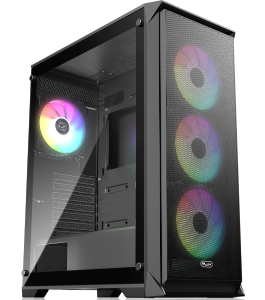 Корпус без блока питания Raijintek ARCADIA 41-MS4, Midi-Tower, TG, 1x120мм + 3x120мм ARGB, 2xUSB-A 3.0 + 1xUSB-C, ATX, mATX, mITX Black