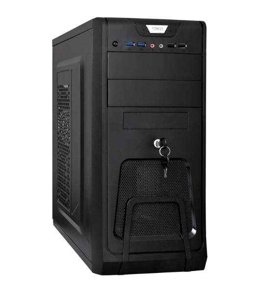 Компьютерный корпус Miditower ExeGate CP-603UB-UNS400 (ATX, БП UNS400 с вент. 12см, 2хUSB, аудио, черный)