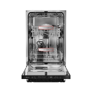 Встраиваемая посудомоечная машина Kuppersberg GHS 4520, High-Tech, 45 см, 10 комплектов, 6 программ, 3 корзины, конденсационная сушка, полная защита от протечек, индикатор отсутствия соли и ополаскивателя, отображение времени мытья, сенсорное управление, самодиагностика неисправностей, защита от детей, уровень шума 49 дб, энергоэффективность А