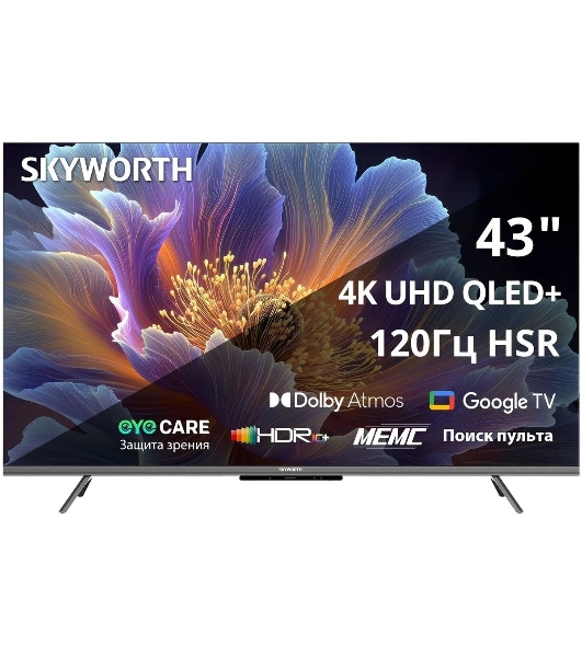 Телевизор Skyworth 43' 43Q66H QLED UHD черный 60Hz Smart TV 2GB/16GB