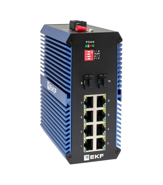 Коммутатор EKF TSX-U-2GX/SFP-8GTP, 8×1 Гбит/с PoE + 2×1 Гбит/с SFP, неуправляемый