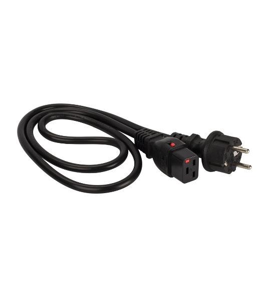 Шнур питания Lanmaster LAN-PP19L/SH-1.0-BK C19-Schuko проводник.:3x1.5мм2 1м 220В 16А черный
