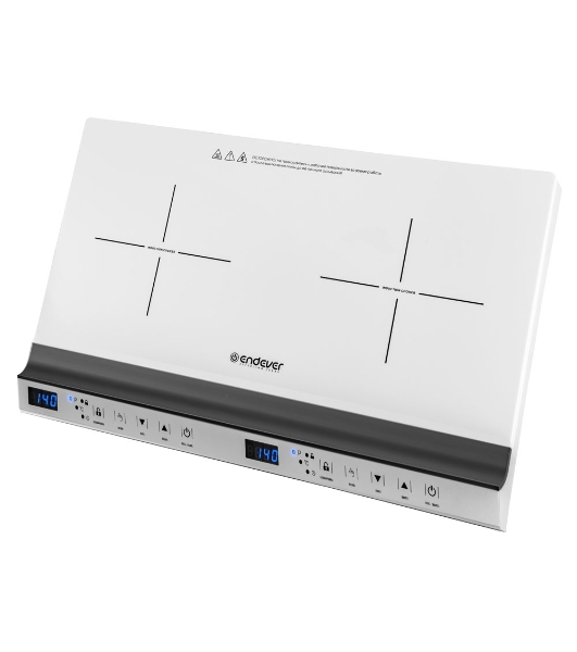 Плитка электрическая индукционного типа с двумя конфорками Endever Skyline IP-69, белый, мощность 1800 Вт+1300 Вт, диаметр посуды 12-26 см, 2 шт/уп